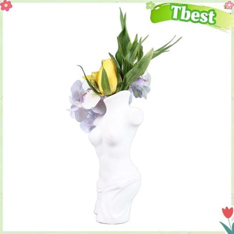 Tbest Vase de corps féminin Vase corps féminin en céramique blanche, Vases créatifs à courbe féminine pour la maison, linge vase (1/5)