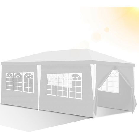 Wolketon – Tonnelle de jardin 3x6 m avec 6 bâches latérales amovibles et 4 fenêtres décoratives – Structure en tubes renforcés – Bâche PE imperméable 100 g/m²