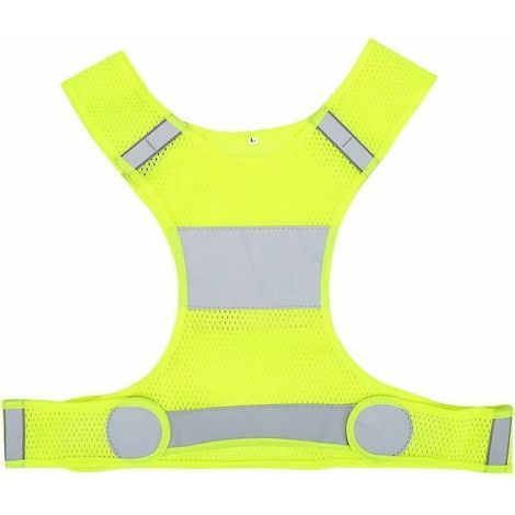 YMYNY Gilet de Course Réfléchissant, Jaune Fluorescent Taille Réglable Gilet Réfléchissant Haute Visibilité Gilet de Sécurité de Course de Nuit avec Poches XL (1/5)