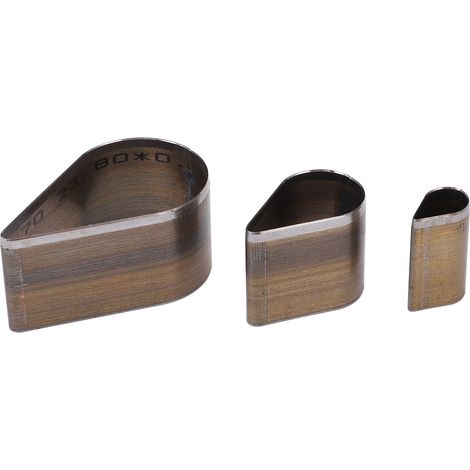 Trois matrices de découpe en forme de larme, fabriquées en acier à haute teneur en carbone et haute densité, avec une lame fine et tranchante, adaptées aux travaux manuels. (1/5)