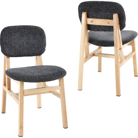Dining Chairs 2Pcs in Chenille Seat Padded Rustic Kitchen Chairs in Wood Frame for Kitchen Restaurant, Gray, Wahson (1/5)