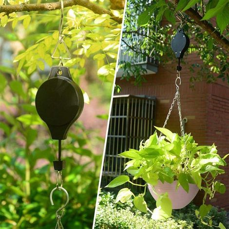Poulie Rétractable pour Plantes et Jardins Système de Suspension Modulable Corde en Acier Inoxydable Charge 25kg Longueur 160cm ABS + Métal (1/5)
