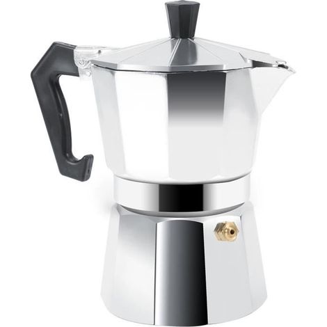 Moka-Kaffeebereiter – 300 ml – Aluminium – 6 Tassen – Grau – Geeignet für gemahlenen Kaffee