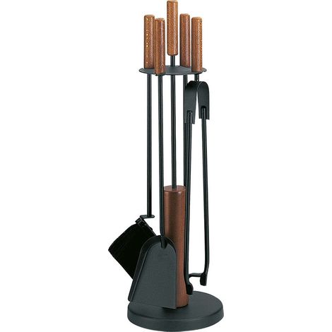 Kaminbesteck klein 5-tlg. rund schwarz besch., 65 cm hoch