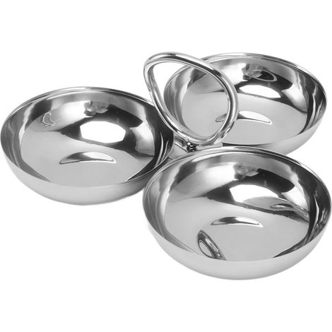 Assiette à snacks en acier inoxydable 304, durable, facile à nettoyer, 3 en 1, assiette à fruits sûre pour noix et bonbons, type 2 (1/5)