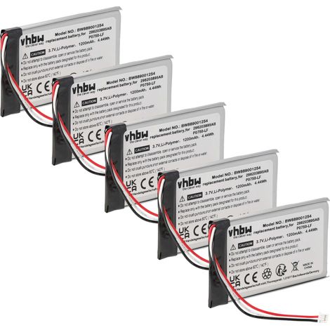 vhbw 5x batteria compatibile con Ingenico Link 2500 lettore di carte, NFC Smart Card Reader, terminale POS (1200mAh, 3,7V, Li-Poly)