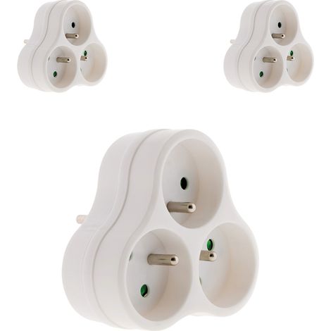 Lot de 3 multiprises triplites 3x16A triangulaires - Blanc - Zenitech
