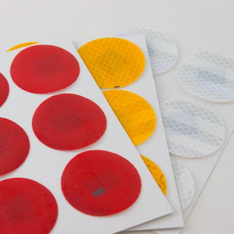 6 Dischi adesivi riflettenti realizzati con materiale 3M™ Diamond Grade - Colore: Giallo