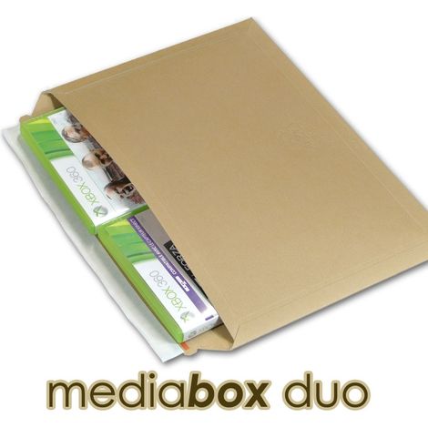 Lot de 100 enveloppes carton MEDIA-BOX DUO pour 2 DVD / BLURAY