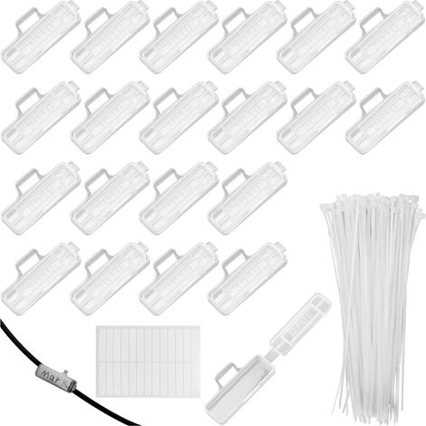Lot de 100 étiquettes de câble transparentes - Boîte de reconnaissance - Avec serre-câbles en nylon - Pour l'étiquetage et le tri (1/5)