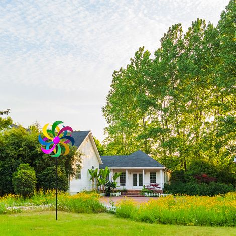 Bunte eiserne Windmühle für den Außenbereich, kreative Dekoration für Garten und Hof, Modell B, bidirektionale Drehung. (1/5)
