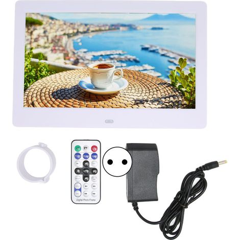 Cadre Photo numérique HD 10,1 pouces, écran LCD 1024x600, cadre Photo électronique intelligent avec télécommande 110-240V, prise ue blanche