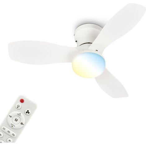 Plafonnier ventilateur de plafond LED avec éclairage, télécommande, moteur DC silencieux à 3 vitesses, CCT et intensité réglable, pales amovibles, plafonnier ventilateur, 60 cm, blanc (1/5)