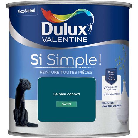 Peinture toutes pièces Dulux Valentine Si Simple  Satin Le Bleu Canard 0,5 L