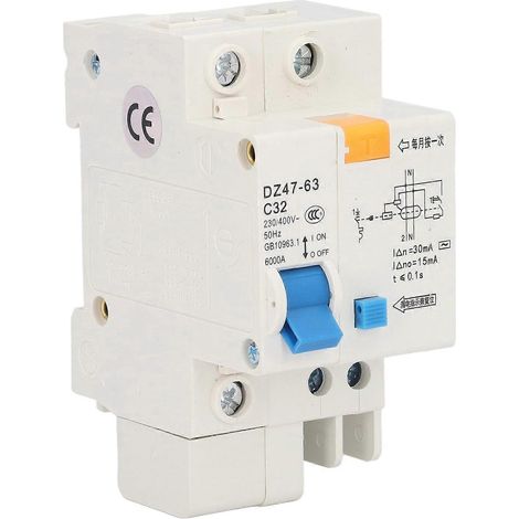 Kleiner Leitungsschutzschalter mit Fehlerstromschutzschalter 30 mA 230 V 400 V 1P+N 32 A DZ4763 C32