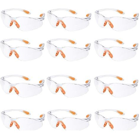 SHINING HOUSEPaquet de 12 lunettes de sécurité lunettes de travail de protection avec lentilles antibuée transparentes lunettes de protection chimique pour laboratoire de jardin (1/5)
