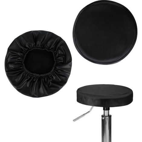 (34 cm de diamètre) Ensemble de 2 housses de tabouret de bar rondes en similicuir imperméables pour bar, cuisine, restaurant (1/4)