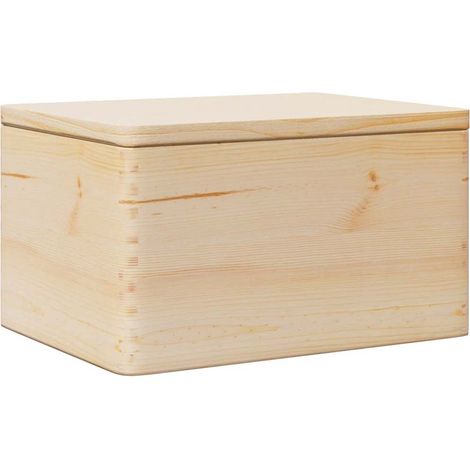 Boîte en bois avec couvercle 40x30x23 cm bois de pin massif CFW643213 (1/5)