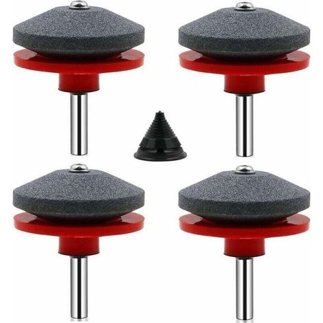 4 Pièces Affuteur Lame Tondeuse Gazon Universel Aiguiseur de Tondeuse Accessoires pour Tondeuses avec 1Pcs Kit D'équilibrage de Lame,50 x 47mm (1/4)