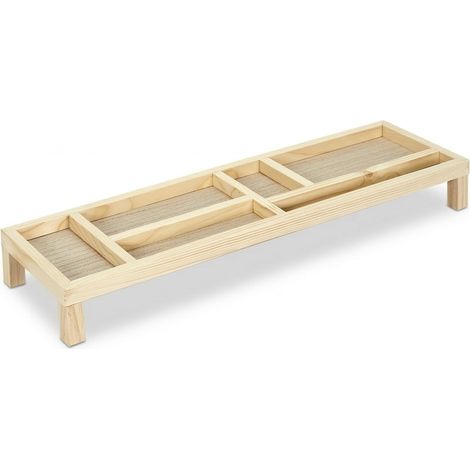 Support de moniteur et organisateur de bureau en bois naturel - 52 x 15 x 6 cm (1/4)