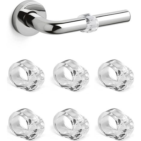 6 Pièces Butee de Porte, Protection Poignee Porte, Transparent PVC Poignée Arret de Porte de Sans Percer, Butee de Porte Interieur Amortisseur pour Protéger Murs, Portes, Fenêtres, Meubles (1/5)
