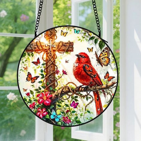 9cm Suspension en Vitrail Unique, Attrape-Soleil Élégant Minimaliste pour Fenêtre Intérieur, Cadeau Noël, Anniversaire pour Professeur (1/5)