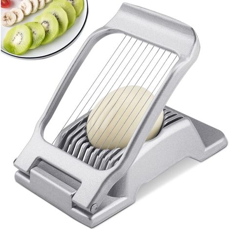 Stainless steel egg slicer, sturdy aluminum slicer for eggs, mushrooms, soft fruits, dishwasher safe and easy to clean (1/4)