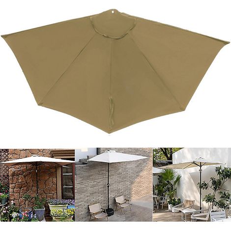 Toile de rechange pour parasol de 2,7 m, Tissu demi-lune, protection contre le soleil et la pluie, Polyester durable (1/5)