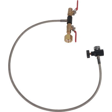 Adaptateur de recharge CO₂ CGA-320 – Tuyau acier inoxydable 91 cm, pression 3000 psi, avec robinets marche/arrêt pour remplissage précis (1/5)