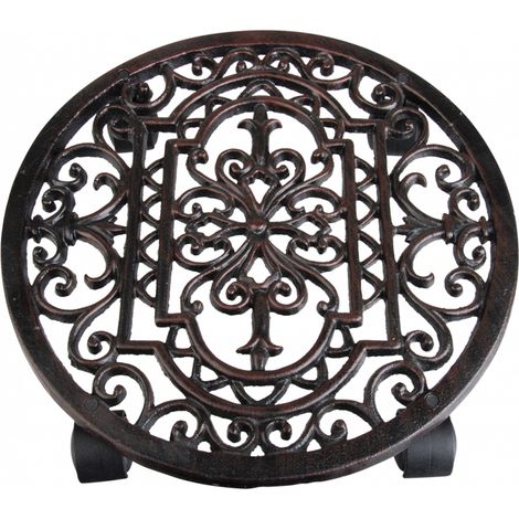 Chariot à plantes rond - D 29,1 cm x H 5,8 cm - Marron - Livraison gratuite