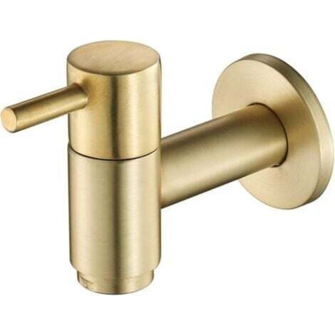 Round gold-plated copper washing machine tap, 1 piece, wall-mounted, for outdoor garden, bathroom, washing machine