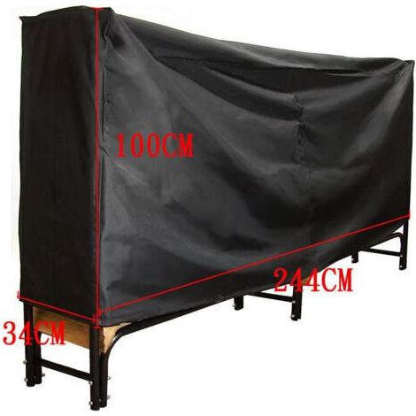 Housse de protection pour bûches de bois de chauffage, tissu Oxford imperméable et robuste, protection contre les rayons UV, 2,4 m, noir (1/5)