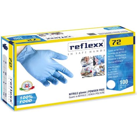 Guanti in nitrile monouso Reflexx R72 Food Line senza polvere - XL - Celeste (1/4)