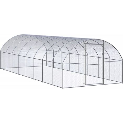 Enclos Poulailler extérieur - Parc enclos pour animaux Cage à poules 3x8x2 m Acier galvanisé BV819091 - BonneVie (1/5)
