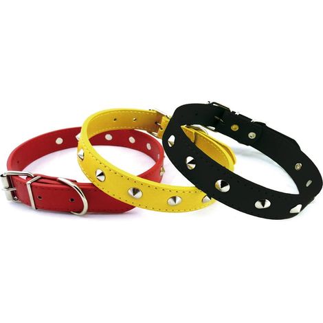 Collare con borchie in metallo modello Punk per cani: 2,5 x 45-50 cm collare - Rosso