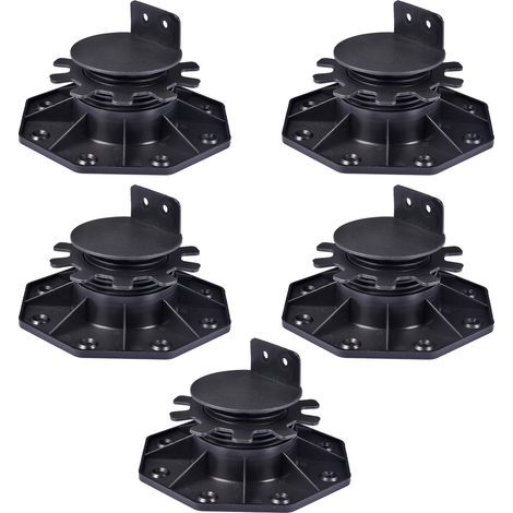 Lot de 5 bases décoratives - réglables en hauteur de 30 à 60 mm - en plastique - adaptées aux terrasses, sous-structures et panneaux de terrasse (1/5)