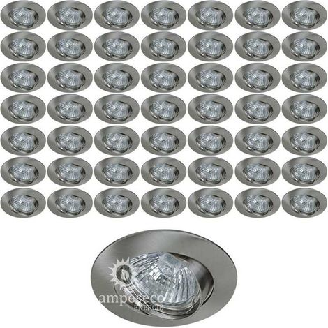Lampesecoenergie – Lot de 50 supports encastrables ronds en aluminium – Diamètre 81mm – Fixation rapide à ressort – Compatible ampoules GU10 et GU5.3 (1/2)