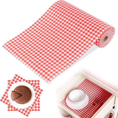 Protector de cajón, protector de cajón de cocina de 60 x 300 cm, recortable a medida, para armarios, mesas y alacenas, color rojo (1/5)