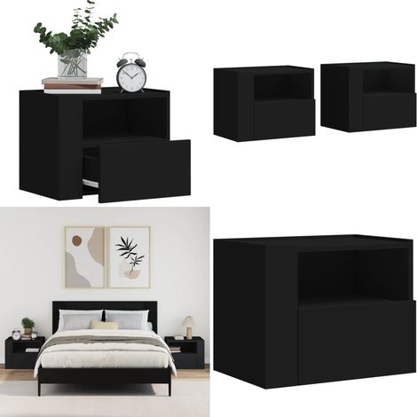 Wand-Nachttische 2 Stk. Schwarz 45x30x35 cm - Wandregal - Nachtkästchen - Möbel - Wohnraumgestaltung - Schrank - Home & Living (1/5)