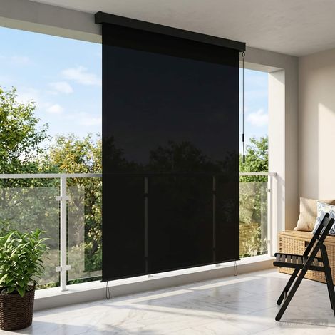 Store enrouleur Noir 140 x 250 cm Tissu et Aluminium vidaXL (1/5)