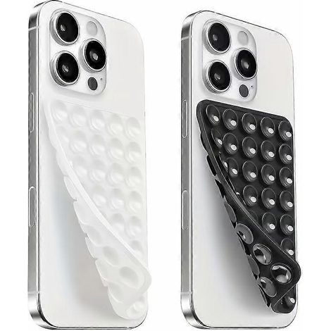 Support de téléphone à ventouse en silicone double face (transparent et noir), support portable antidérapant pour smartphones, angle réglable pour le maquillage, le fitness, le yoga et les marathons d (1/5)