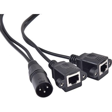 XLR-Stecker auf 2 RJ45-Buchsen-Adapterkabel, DMX512-Decoder, XLR-auf-2-Ethernet-Bühnenbeleuchtungssignalkabel (1/4)