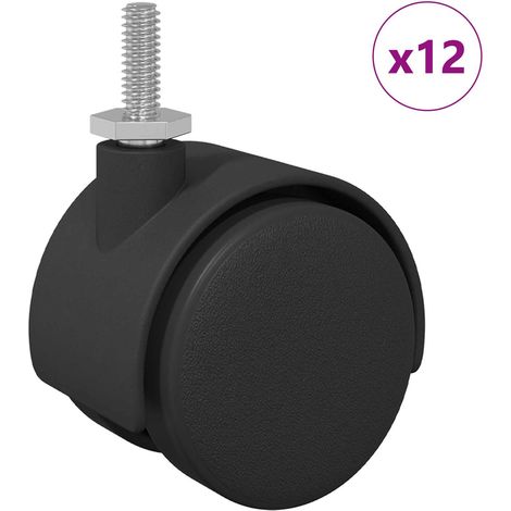 Bockrolle 12 pcs Schwarz und Silber 40,1 x 40,1 x 37,8 mm vidaXL