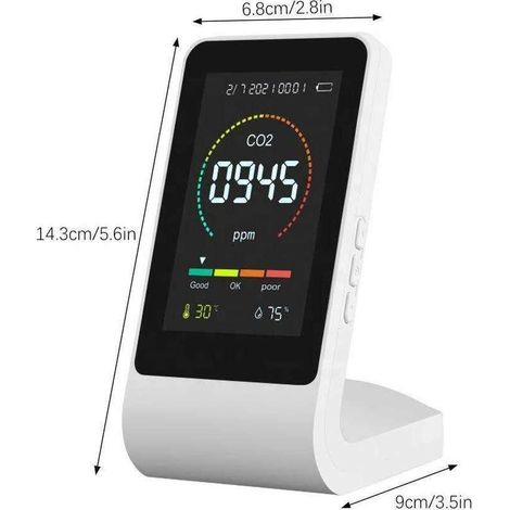 ZOLGINAH Monitor detector de CO2, sensor de calidad del aire de dióxido de carbono CO2, sensor de calidad del aire con cable USB - detector de temperatura y humedad - para el hogar/oficina/gimnasio/co (1/5)