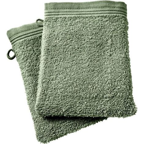 Gants de toilette (lot de 2) - COTON PUR - Spa Romarin - 15 x 21 cm - 400 g/m² - 100% coton (1/5)