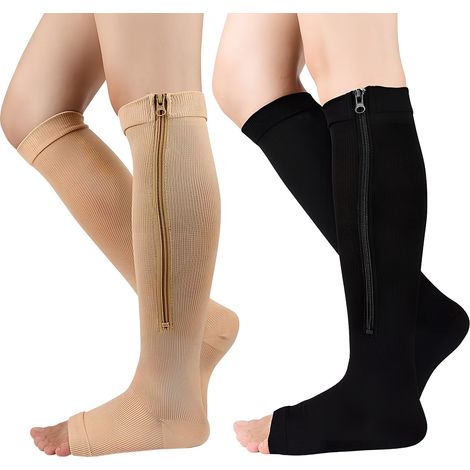 Chaussettes De Compression - 15.3 À 18.1 Mmhg - Pour Course À Pied Et Activités Extérieures - Taille L/XL - 2 Paires
