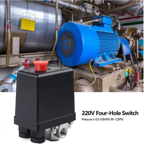 Válvula de interruptor de presión del compresor de aire 220 V Interruptor de presión automático Compresor de aire Válvula de control del interruptor del compresor para reducción rápida de presión (4 o (1/5)