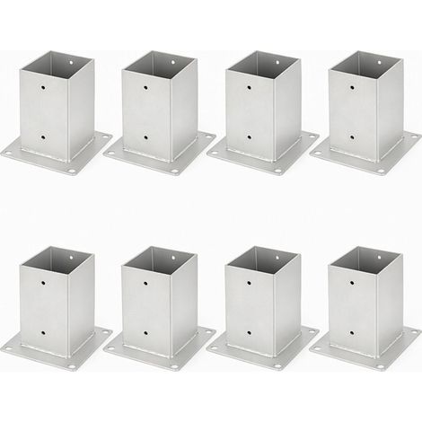Randaco Piede per palo quadrato da giardino, 8x pali quadrati in legno, supporto per palo per recinzione, carport e pergola - 90 x 90 mm