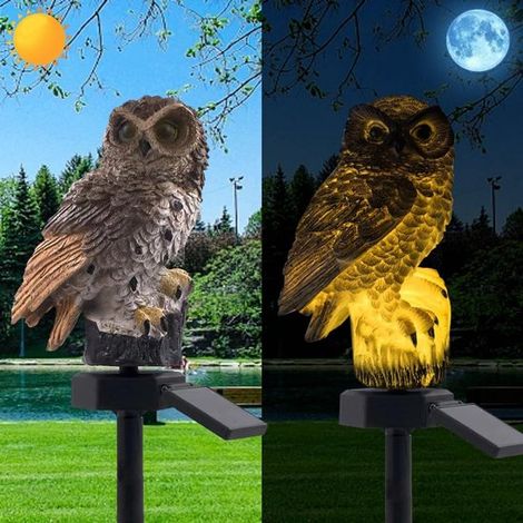 LED-Solarlampe mit grauer Eule niedliche Tierlampe für den Außenbereich warmes Licht dekorative Gartenbeleuchtung mit Dauerbetrieb von der bis (1/5)