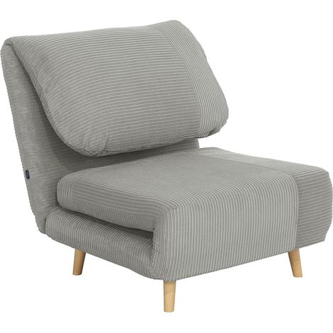 Fauteuil-lit 2-en-1 HOMCOM, appui-tête réglable avec optic cord, 82 cm x 87 cm x 89 cm, gris